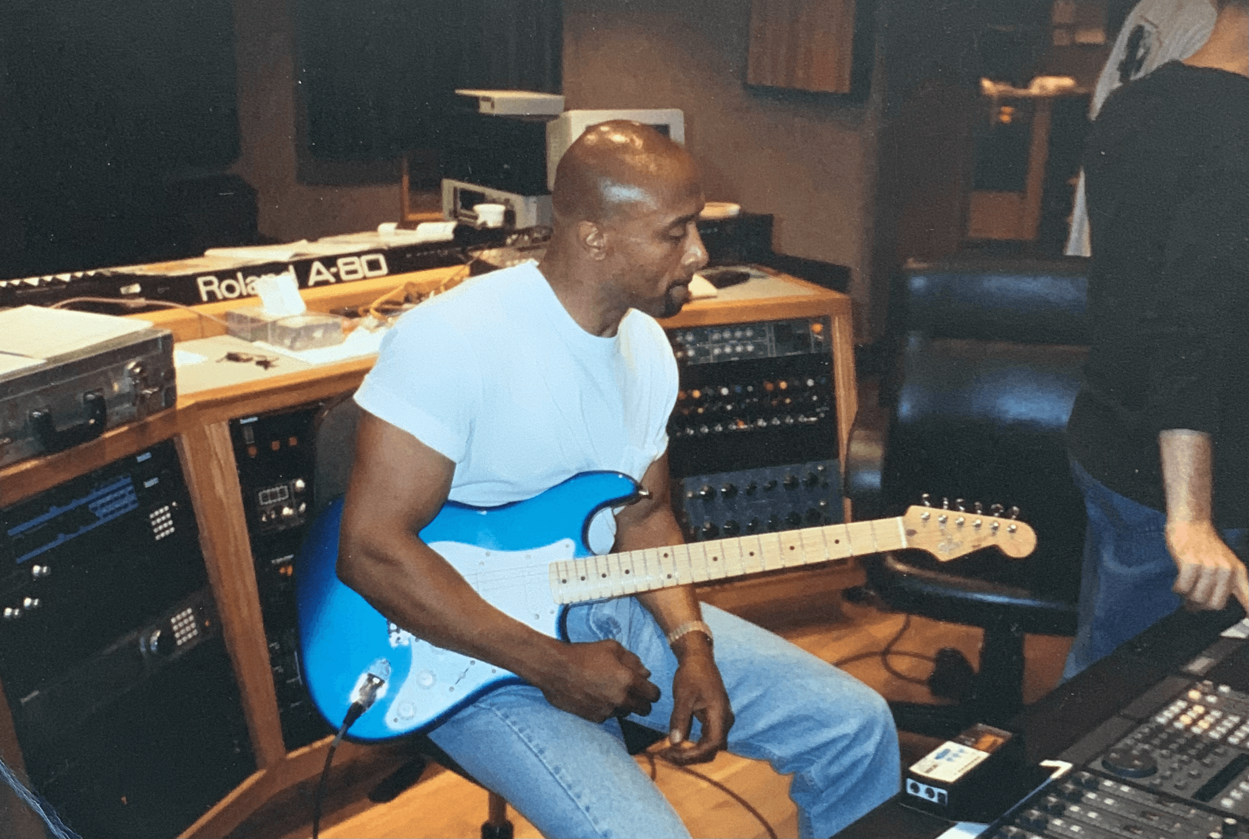 Robert D. Palmer in a recording studio. Photograph from the Palmer family archive.
